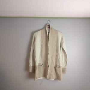 Wool/Cashmere blend Cardigan, Open Front Knit Pockets Cocoon Sweater Cardigan, M